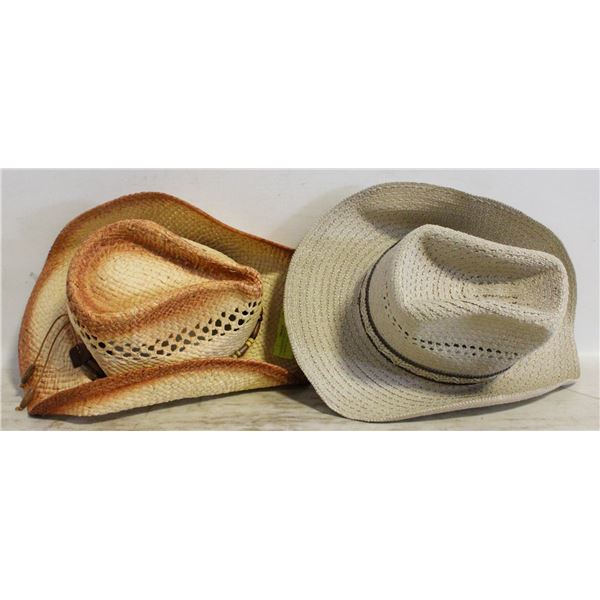 2 WESTERN HIGH CROWN RUGGED COWBOY HATS