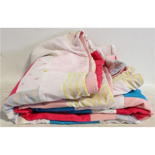 HANDMADE PINK/ BLUE PATCHED QUILT- ESTATE