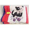 Image 1 : VINTAGE HOME-MADE BABY QUILT 27"X42" DOG, CAT,