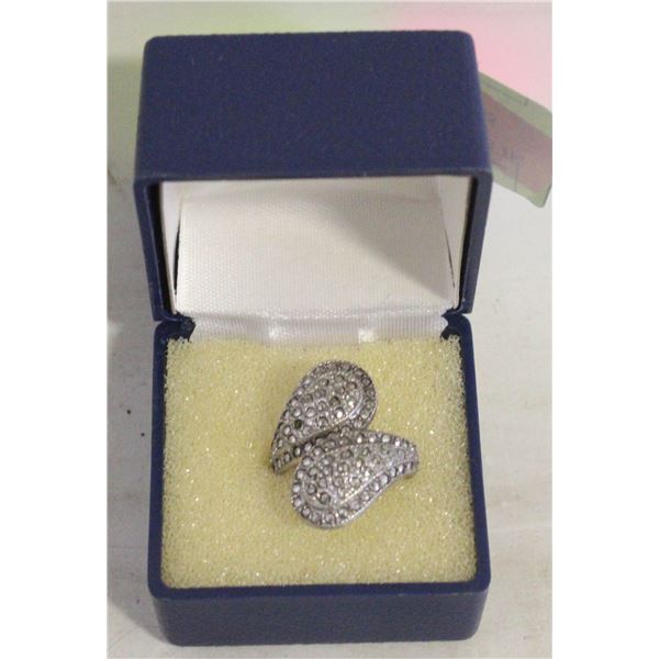 HALLMARKED MARQUESITE RING IN BOX-ESTATE