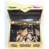 Image 1 : VINTAGE CUFFLINKS, TIE PINS, TIE BAR IN TRUNK BOX