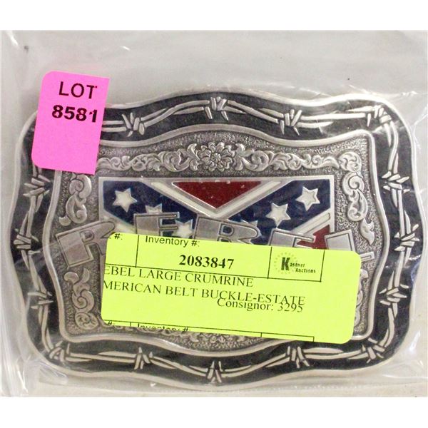 REBEL LARGE CRUMRINE AMERICAN BELT BUCKLE-ESTATE