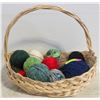 Image 1 : ACRYLIC ROLLED YARN FOR KNITTING & 18" WICKER BAS