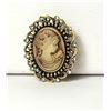 Image 1 : 2)  ANTIQUED BRONZE OVAL CAMEO BROOCH