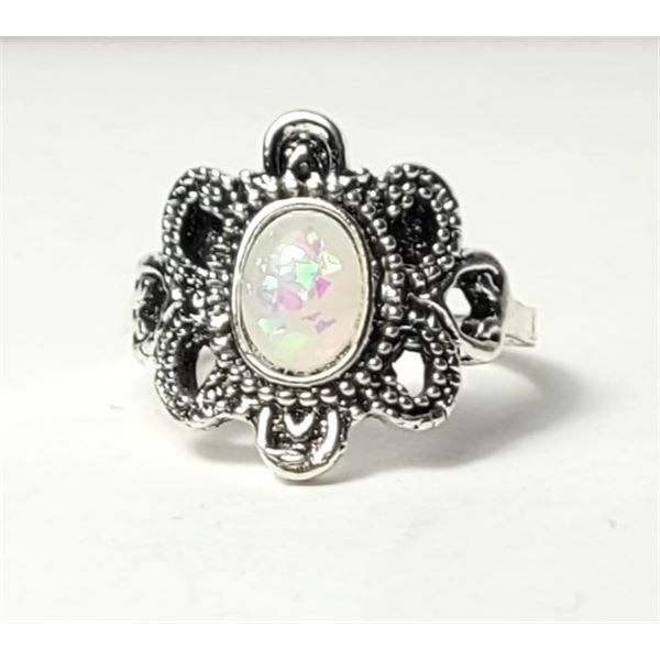 4)  SILVER TONE WITH LAB CREATED WHITE FIRE