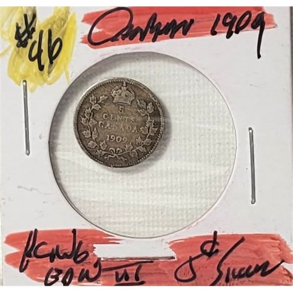 20)  CANADIAN 1909 NICKLE, 92.5% SILVER.