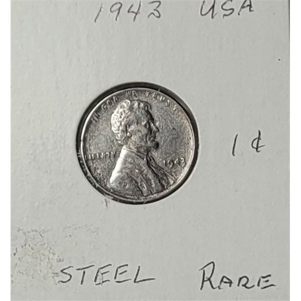 17)  USA 1943 STEEL WHEAT PENNY.