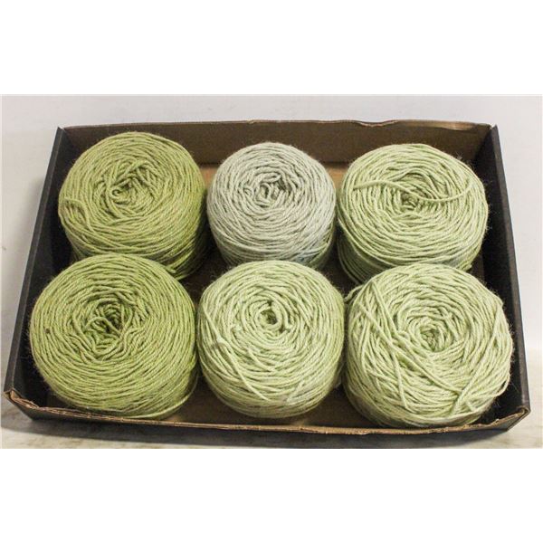 LARGE MOSS GREEN ACRYLIC YARN SKEINS FOR KNITTING