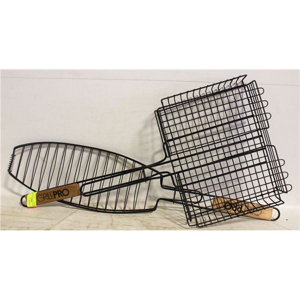 2 NEW CAMPFIRE COOKING CAGES; FISH & BURGERS