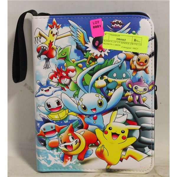 POKEMON ZIP UP BINDER QWITH 124 POKEMON CARDS