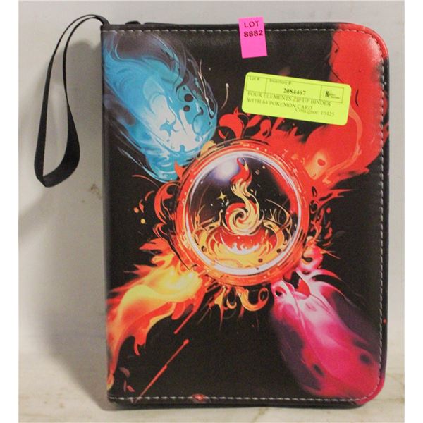 FOUR ELEMENTS ZIP UP BINDER WITH 64 POKEMON CARD