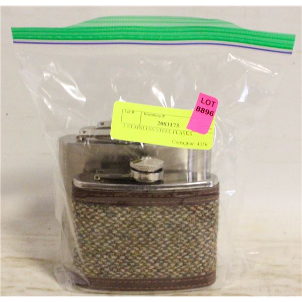 3 STAINLESS STEEL FLASKS