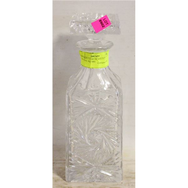 VINTAGE CLEAR GLASS CUT CRYSTAL SQUARE