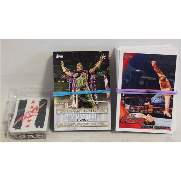 LOT OF WWE CARDS AND NECKLACE