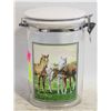 Image 1 : HORSE DECORATED CLAMP LID STORAGE JAR
