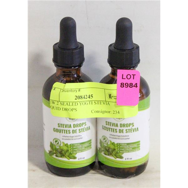 NEW 2 SEALED YOGTI STEVIA LIQUID DROPS