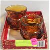 Image 1 : VINTAGE AMBER CREAM & SUGAR SET