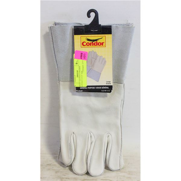 UTILITY GLOVES COWHIDE GAUNTLET CUFF SIZE