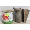 ANTIQUE BEE KEEPERS SMOKER & HONEY PAIL-ESTATE