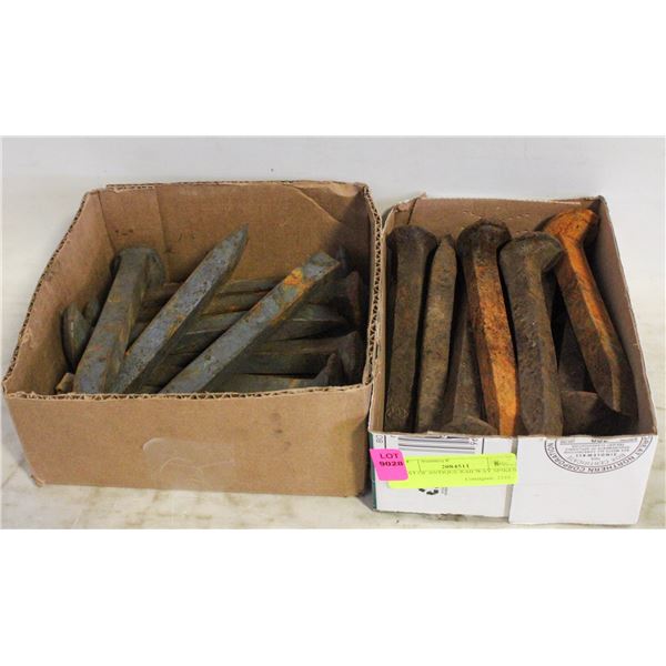 FLAT OF ANTIQUE RAILWAY SPIKES