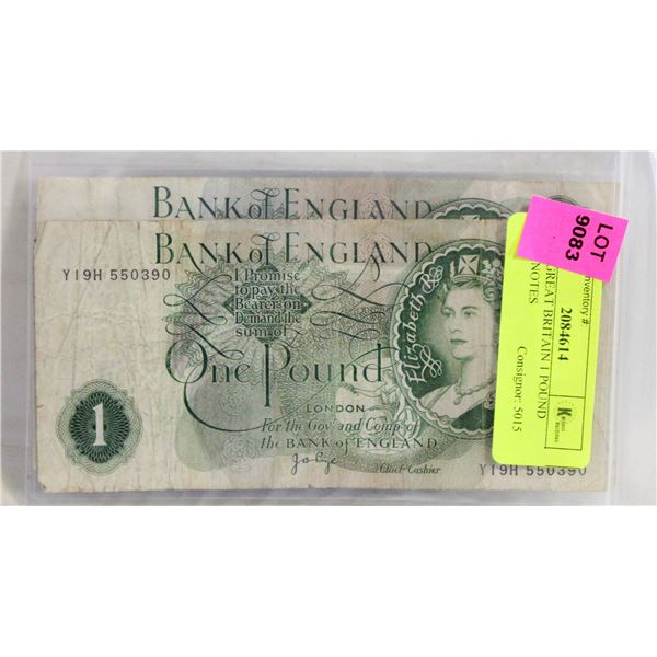 4 OLD GREAT BRITAIN 1 POUND BANK NOTES