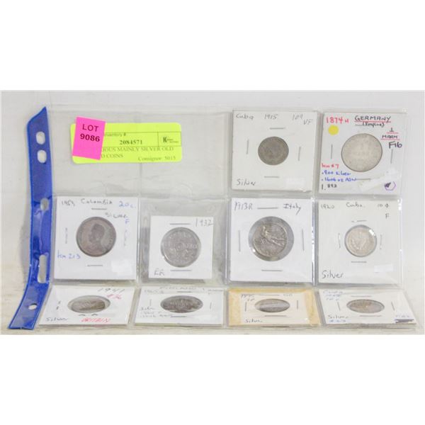 10 VARIOUS MAINLY SILVER OLD WORLD COINS
