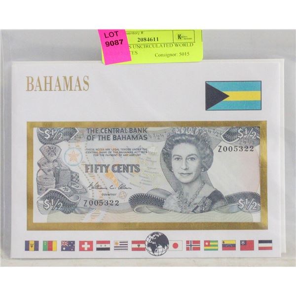 3 VARIOUS UNCIRCULATED WORLD BANK NOTES