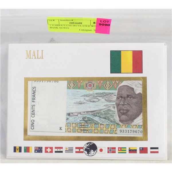 3 VARIOUS UNCIRCULATED WORLD BANK NOTES