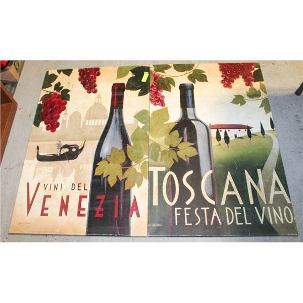 2 LARGE ITALY WINE PICTURE CANVASES