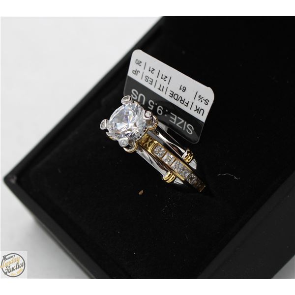 NEW JEULIO SIZE 9.5 2-IN-1 COMBO RING SET