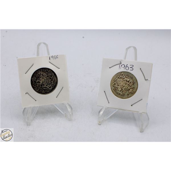 1963 & 1966 SILVER HALF DOLLARS