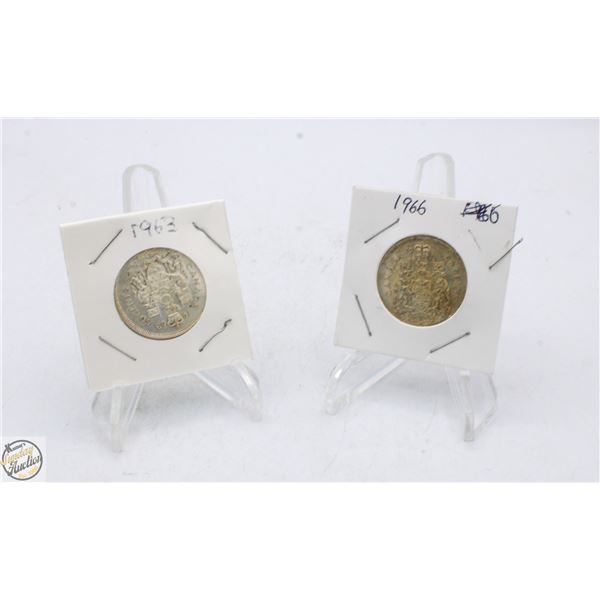 1963 & 1966 SILVER HALF DOLLARS