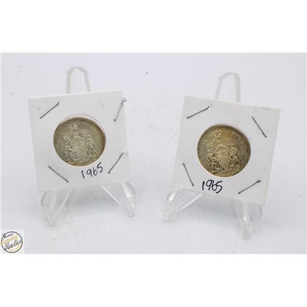 TWO 1965 SILVER HALF DOLLARS