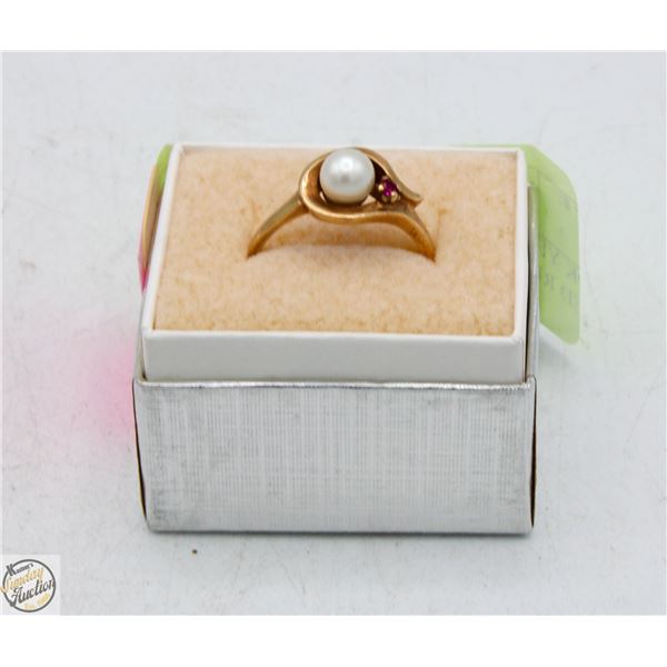 10KT YELLOW GOLD SMALL GENUINE RED RUBY + FRESH