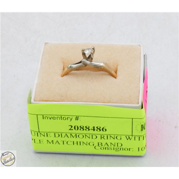 GENUINE DIAMOND RING WITH SIMPLE MATCHING BAND