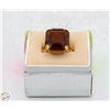 Image 1 : GOLD PLATED CITRINE RING SIZE 7.5 IN RING BOX