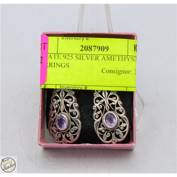 ESTATE 925 SILVER AMETHYST EARRINGS