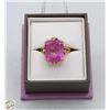 Image 1 : GOLD PLATED PINK TOPAZ RING SZ 8 IN RING BOX