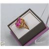 Image 2 : GOLD PLATED PINK TOPAZ RING SZ 8 IN RING BOX