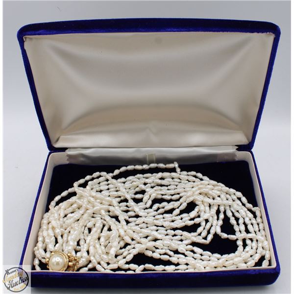 GENUINE PEARL MULTI-STRAND NECKLACE IN GIFT BOX