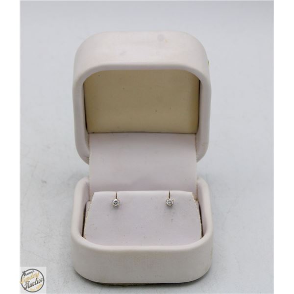 GENUINE DIAMOND STUD EARRINGS IN WHITE GOLD