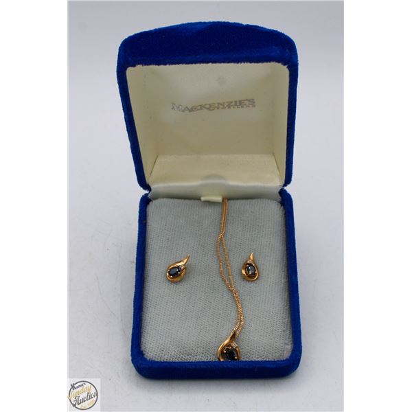 10K YELLOW GOLD GENUINE DIAMOND + BLUE SAPPHIRE