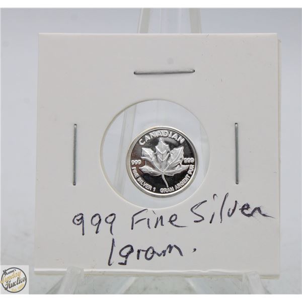 #2990-CANADIAN 999 FINE SILVER 1 GRAM WITH
