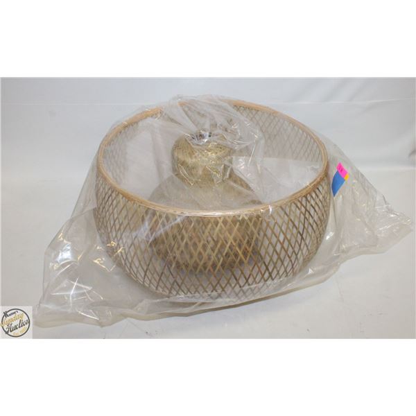 NEW WICKER LIGHT FIXTURE 16" DIAMETER