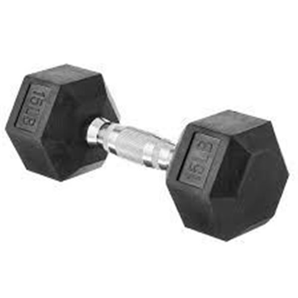 NEW AMAZON BASICS 15 LB RUBBER HEX DUMBBELL