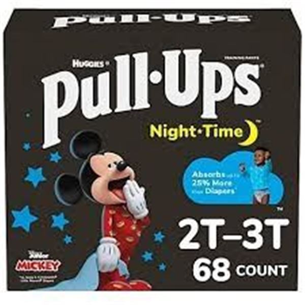 NEW 68 COUNT HUGGIES PULL UPS NIGHTTIME 2-3T