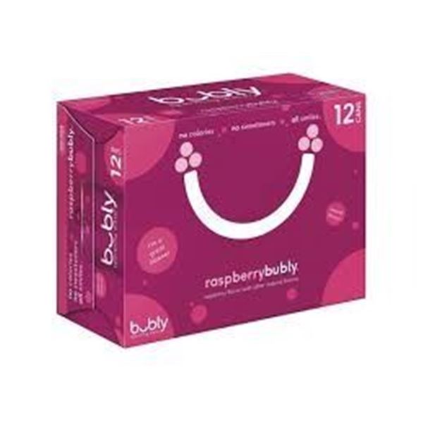 NEW 12 X 355ML BUBLY SPARKLING WATER RASPBERRY
