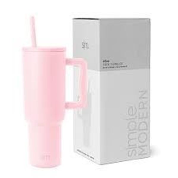 NEW 40 OZ TREK TUMBLER PINK W/STRAW LID AND HANDLE