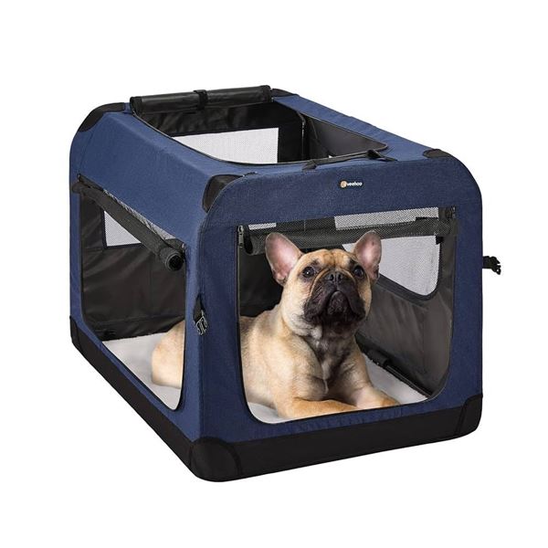 NEW VEEHOO FOLDING DOG CRATE 40" DARK BLUE