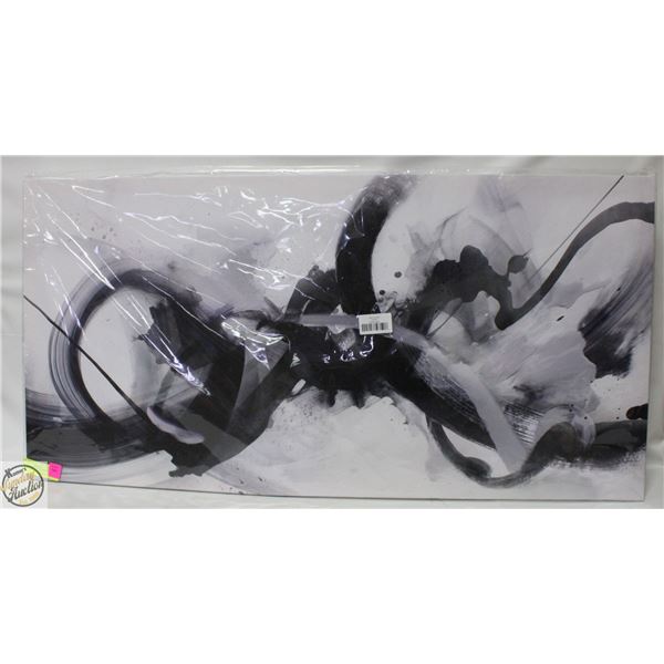 NEW ABSTRACT WALL ART CANVAS BLACK WHITE 20 X 40"